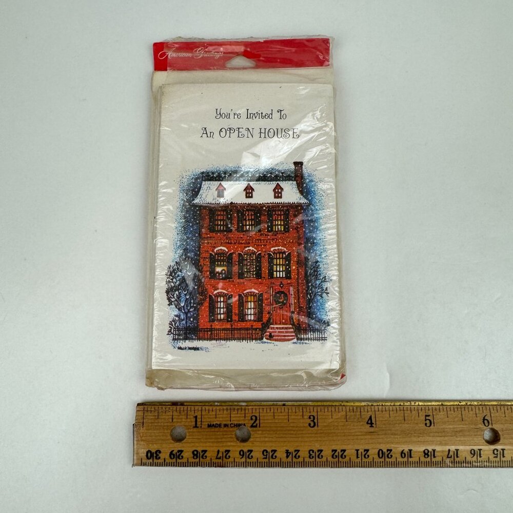 Vtg Unused American Greetings You're invited to an Open House Winter Cards READ